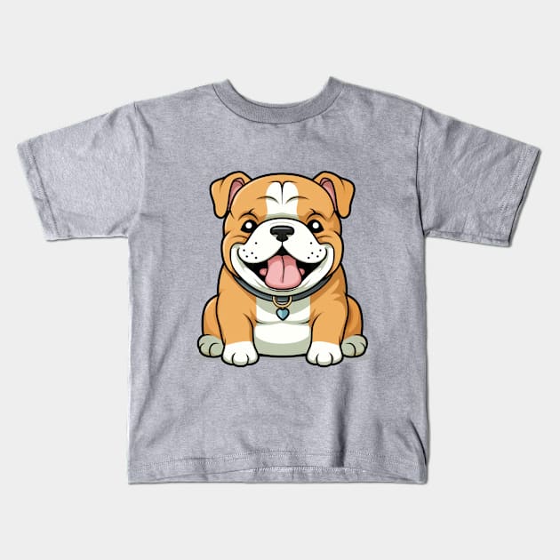 Cartoon Cute Kawaii Bulldog Kids T-Shirt by SimplyIdeas
